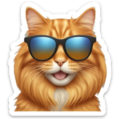 Long haired orange cat with sunglasses sticker