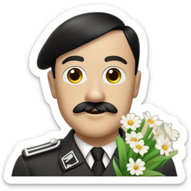 Hitler avec un bouquet de fleur sticker
