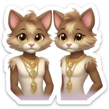 Furry, sparkle, iridescent, colorful, pastel, edgy, cool, fantasy beautiful, brown, beige, white, divine, godly, angelic, animal, anthro, full body, fursona, feline sticker