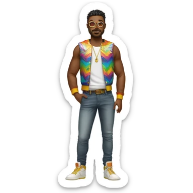 queer man in a crazy outfit  full body white  sticker