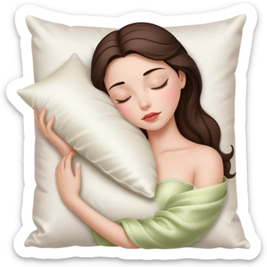 sleeping beauty brunette white girl with a silk pillow sticker