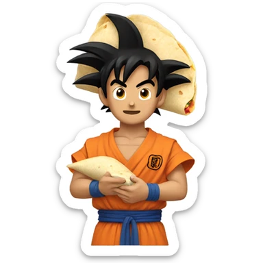 Goku holding a burrito sticker
