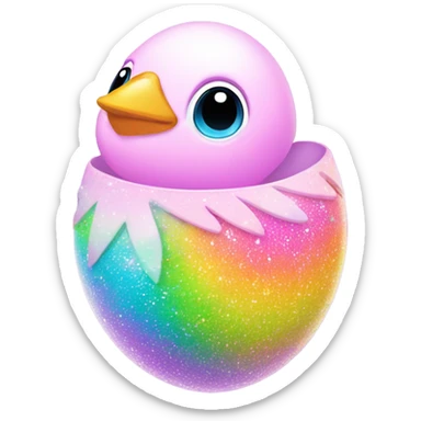 Lisa frank pastel sparkle easter egg chick sticker
