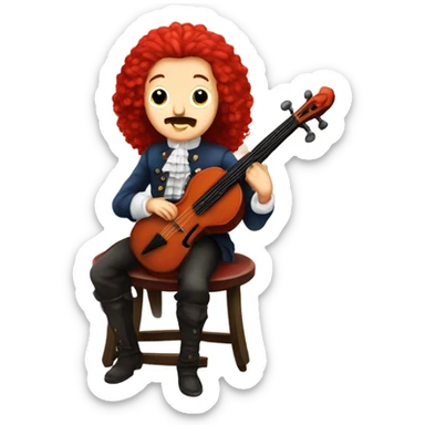 Antonio Vivaldi composer Red wig old chibi sitting chair banjo sticker