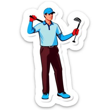 Man with broken golf clubs  sticker