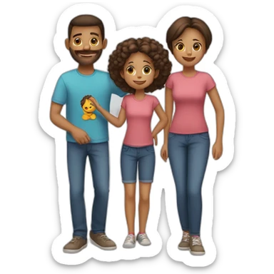 Familia con dos hijos sticker