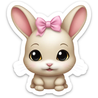 Baby bunny with coquette bow on ear sticker