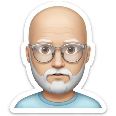 Un monsieur avec la peau blanche qui a une calvitie avec une barbe mi longue avec des tons blanc  et marron foncé avec des lunettes transparente  sticker