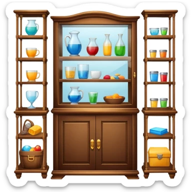 display showcase cabinet with items sticker