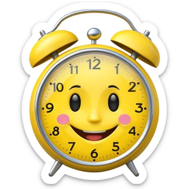 cute alarm clock with a big smile, good morning emoji sticker