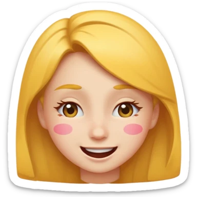 Girl winking with her left eye closed, happy face, emoji style sticker