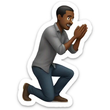 Man proposing  his hand and by kneeling down sticker