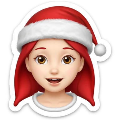 holiday girl mood wearing santa hat sticker