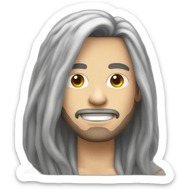 Drum maniac with long hair but partly bald sticker