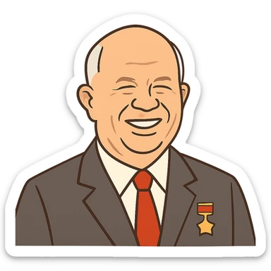 flat toon style portrait of Nikita Khrushchev smiling sticker