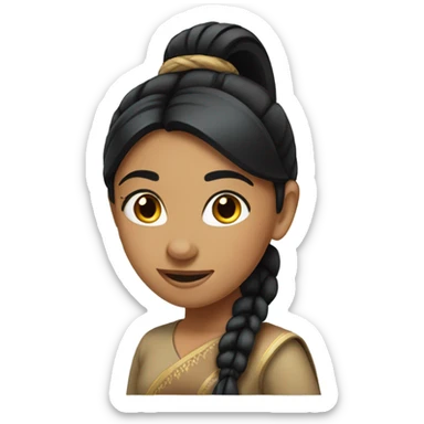 indian girl with black hair in ponytail sticker