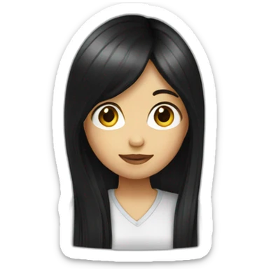 Long Black straight hair girl photographer sticker