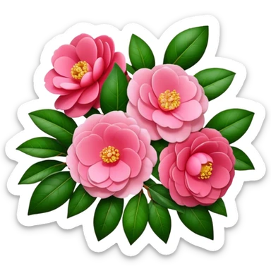 super big bouquet Camellia flower, stem, leaf sticker