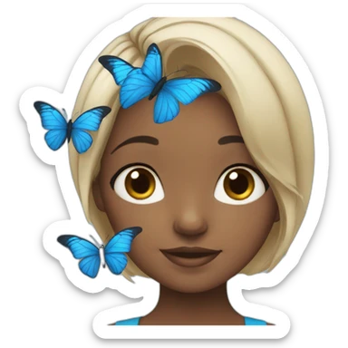 Girl blue butterflies sticker