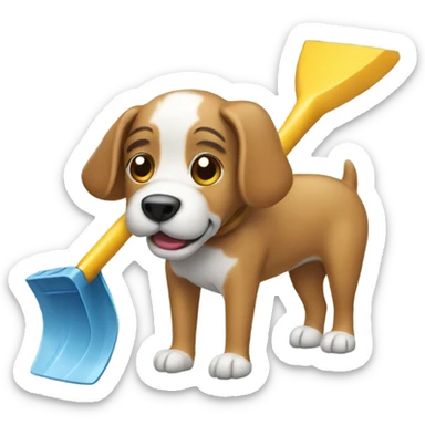 Dog with snow shovel sticker