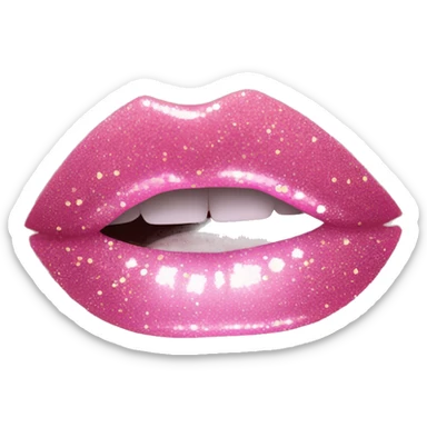 Pink ombre lip gloss with glitter  sticker