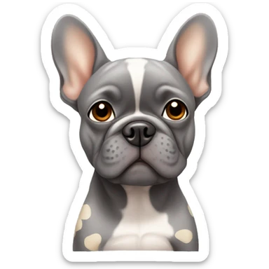 Grey Frenchie with tan spots, one ear floppy sticker