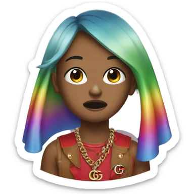 A rainbow wearing Gucci while crying sticker