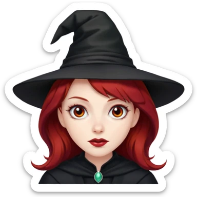 Dark blood Red haired witch, sassy, rolling eyes upwards rude sticker