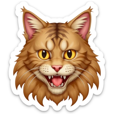 Realizza un gatto di razza maine coon con denti affilatissimi e cattivissimo sticker