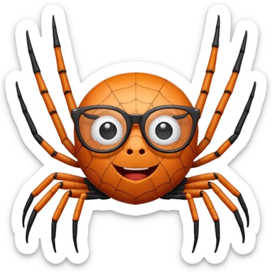 happy spider with glasses coding on an iPad sticker