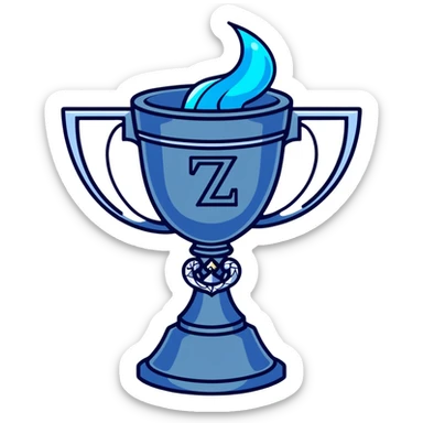 Harry Potter film accurate Triwizard Cup trophy, wide chalice with faceted design, two elaborate serpent handles on sides, glowing blue sticker