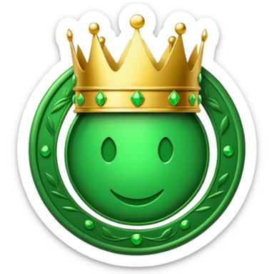 green coin with green king crown inside sticker
