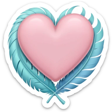 pastel heart with a soft pastel feather sticker