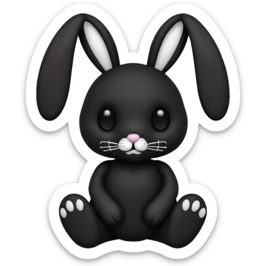 Emoji pour twitch d'une peluche lapin squelette noir qui dit bonjour sticker