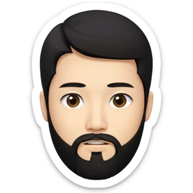 Create a Asian man with chinky eyes and eyeliner with long straight hair with a beard  sticker