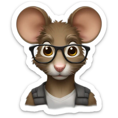 Un rat avec des lunettes et avec des cheveux bruns sticker