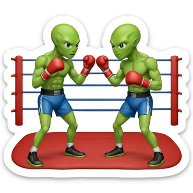 two aliens boxing
 sticker