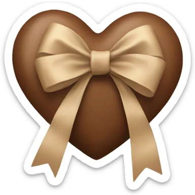 Brown heart with a beige bow sticker