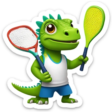 Iguana playing pickleball in key west sticker