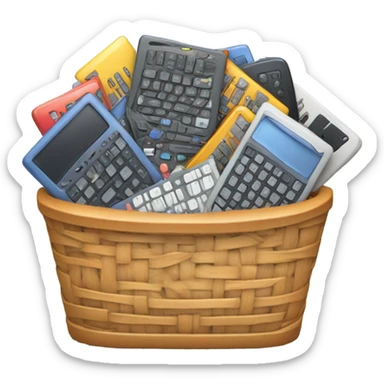 a basket full of keyboards sticker