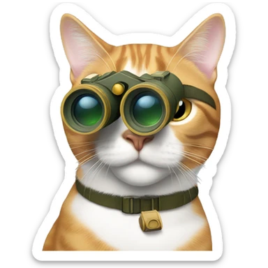 cat stalking with binoculars  sticker