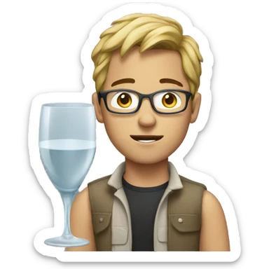 young men with glass using a mac sticker