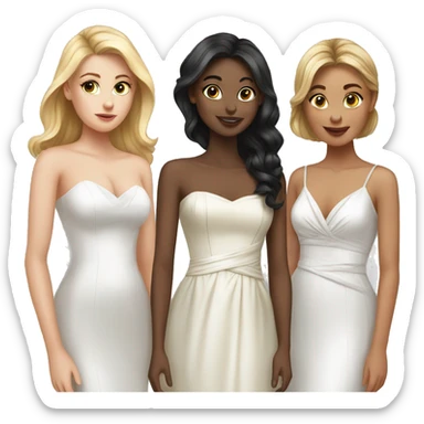 a group of white girls in prom dresses sticker