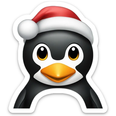 Pinguin mit einem weihnachtshut sticker