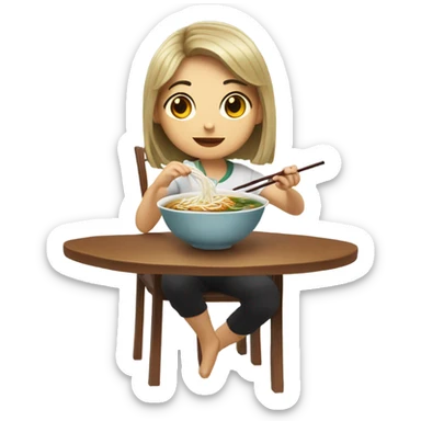 Girl eating PHO sticker