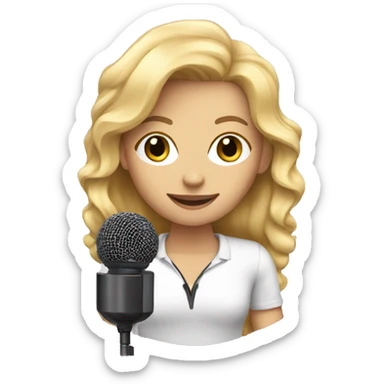 Blonde girl with podcast microphone sticker