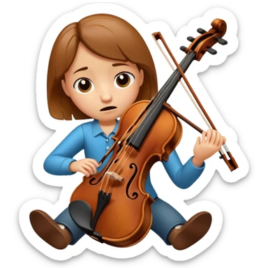 Violin with arms, legs, sad face and crying tears sticker