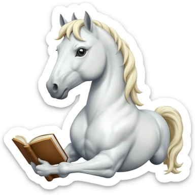  white horse with book sticker