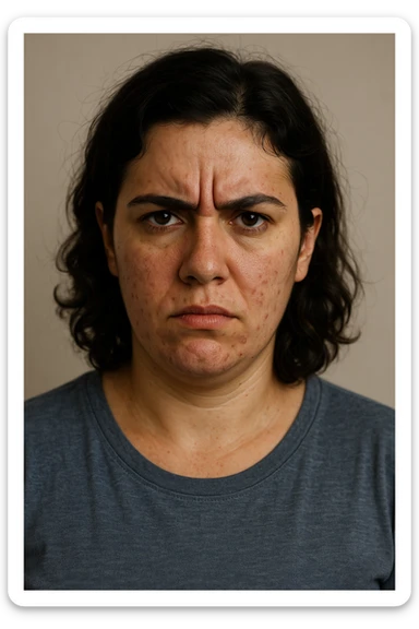 Donna con pcos e irritabilità come sindrome evidente immagine realistiche in italiano sticker