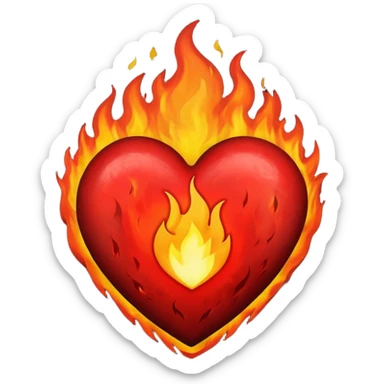 Black and red heart on fire sticker